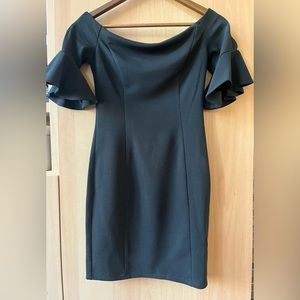 Teeze Me dress, Trumpet sleeve, short, stretch off shoulder- Size 3/4